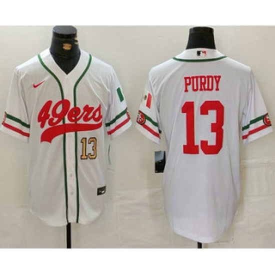Men's San Francisco 49ers #13 Brock Purdy Number White Mexico Cool Base Stitched Baseball Jersey - Ujersey