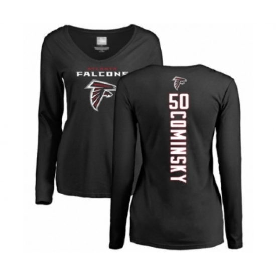 Football Women's Atlanta Falcons #50 John Cominsky Black Backer Long Sleeve T-Shirt - Ujersey