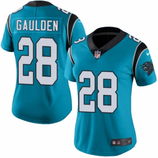 Women's Nike Carolina Panthers #28 Rashaan Gaulden Blue Alternate Vapor Untouchable Limited Player NFL Jersey - Ujersey