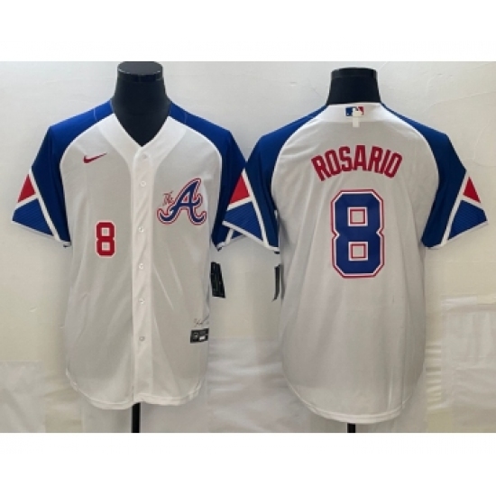 Men's Atlanta Braves #8 Eddie Rosario Number White 2023 City Connect Cool Base Stitched Jersey - Ujersey