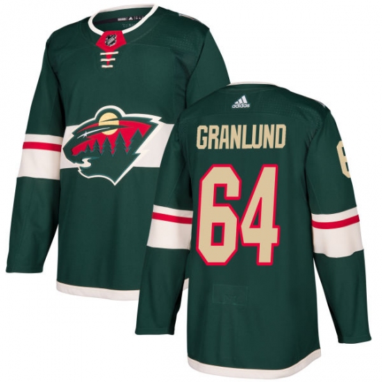 Men's Adidas Minnesota Wild #64 Mikael Granlund Authentic Green Home NHL Jersey - Ujersey