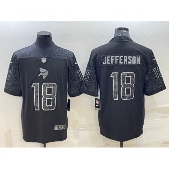 Men's Minnesota Vikings #18 Justin Jefferson Black Reflective Limited Stitched Football Jersey - Ujersey