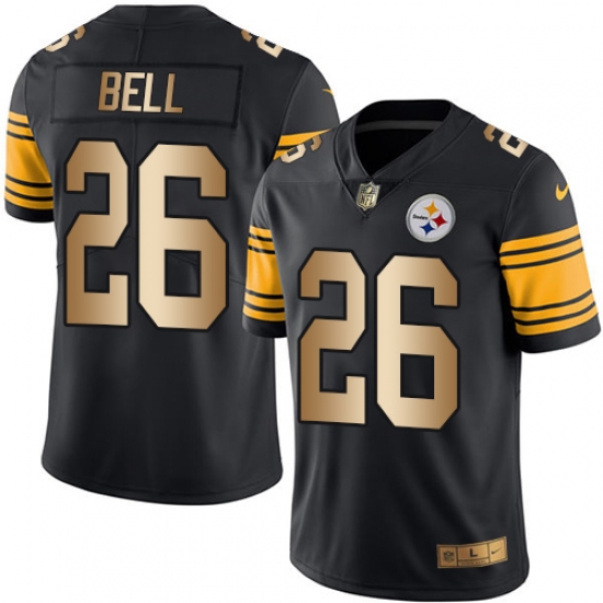 Men's Nike Pittsburgh Steelers #26 Le'Veon Bell Limited Black/Gold Rush NFL Jersey - Ujersey