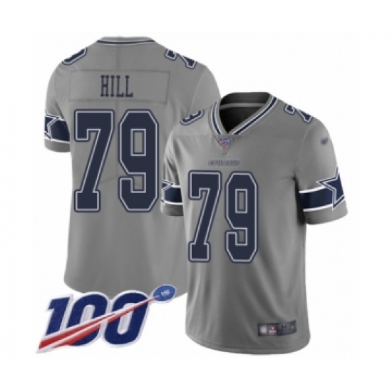 Men's Dallas Cowboys #79 Trysten Hill Limited Gray Inverted Legend 100th Season Football Jersey - Ujersey