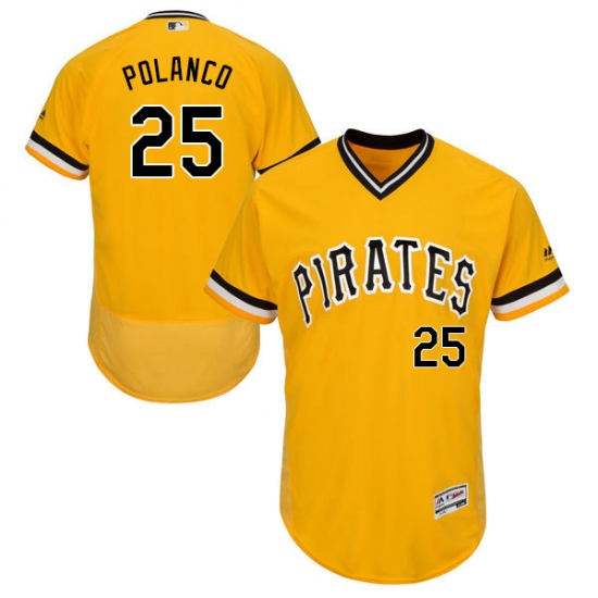 Men's Majestic Pittsburgh Pirates #25 Gregory Polanco Gold Alternate Flex Base Authentic Collection MLB Jersey - Ujersey