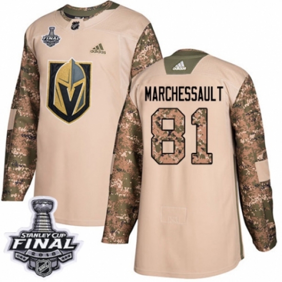 Men's Adidas Vegas Golden Knights #81 Jonathan Marchessault Authentic Camo Veterans Day Practice 2018 Stanley Cup Final NHL Jersey - Ujersey