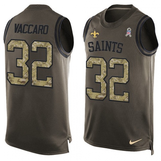Men's Nike New Orleans Saints #32 Kenny Vaccaro Limited Green Salute to Service Tank Top NFL Jersey - Ujersey