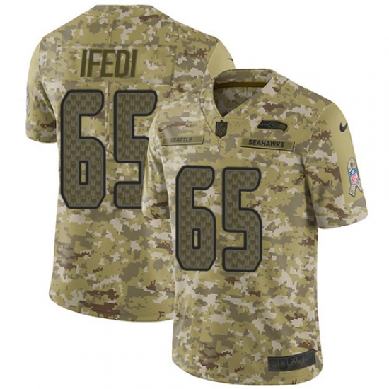Men's Nike Seattle Seahawks #65 Germain Ifedi Limited Camo 2018 Salute to Service NFL Jersey - Ujersey