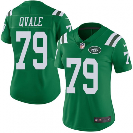 Women's Nike New York Jets #79 Brent Qvale Limited Green Rush Vapor Untouchable NFL Jersey - Ujersey