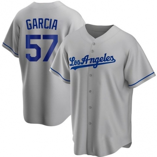 Men's Los Angeles Dodgers #57 Luis Garcia Grey Cool Base Stitched Baseball Jersey - Ujersey