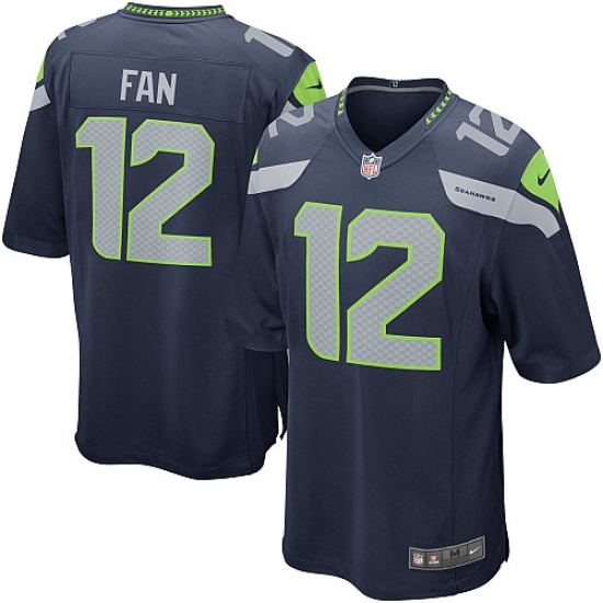 Men's Nike Seattle Seahawks 12th Fan Game Steel Blue Team Color NFL Jersey