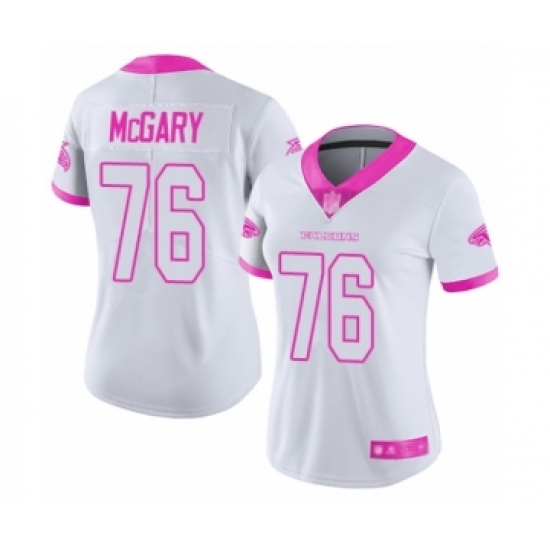Women's Atlanta Falcons #76 Kaleb McGary Limited White Pink Rush Fashion Football Jersey - Ujersey
