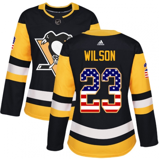 Women's Adidas Pittsburgh Penguins #23 Scott Wilson Authentic Black USA Flag Fashion NHL Jersey - Ujersey