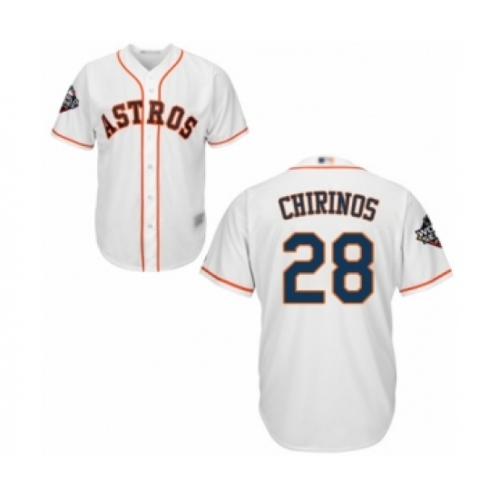 Youth Houston Astros #28 Robinson Chirinos Authentic White Home Cool Base 2019 World Series Bound Baseball Jersey - Ujersey