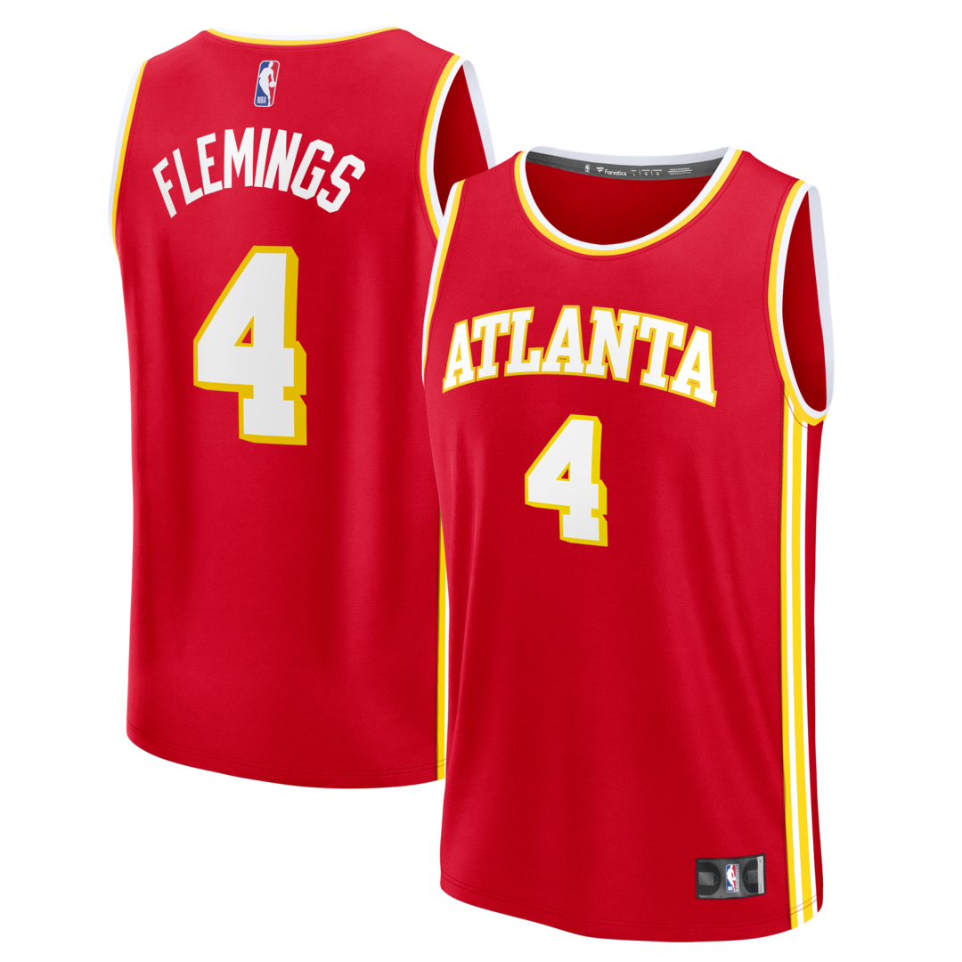 Men's Atlanta Hawks Kingston Flemings Fanatics Red 2026 NBA Draft First Round Pick Fast Break Jersey - Icon Edition - Ujersey