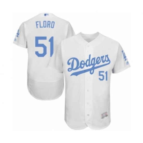 Men's Los Angeles Dodgers #51 Dylan Floro Authentic White 2016 Father's Day Fashion Flex Base Baseball Player Jersey - Ujersey
