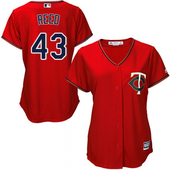 Women's Majestic Minnesota Twins #43 Addison Reed Authentic Scarlet Alternate Cool Base MLB Jersey - Ujersey