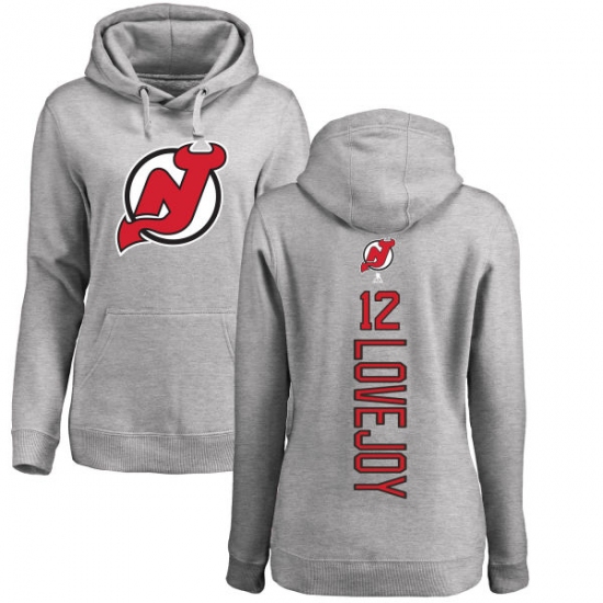 NHL Women's Adidas New Jersey Devils #12 Ben Lovejoy Ash Backer Pullover Hoodie - ujerseystore