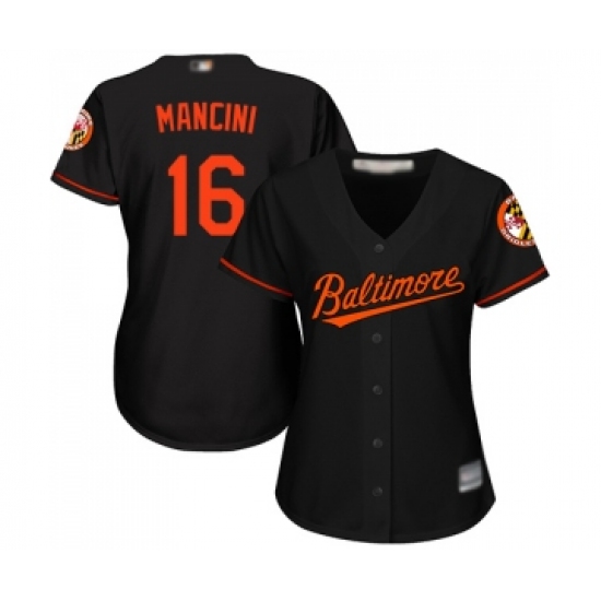 Women's Baltimore Orioles #16 Trey Mancini Replica Black Alternate Cool Base Baseball Jersey - Ujersey