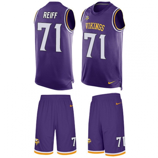 Men's Nike Minnesota Vikings #71 Riley Reiff Limited Purple Tank Top Suit NFL Jersey - Ujersey