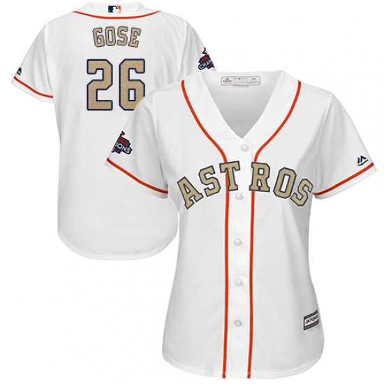 Women's Majestic Houston Astros #26 Anthony Gose Authentic White 2018 Gold Program Cool Base MLB Jersey - Ujersey
