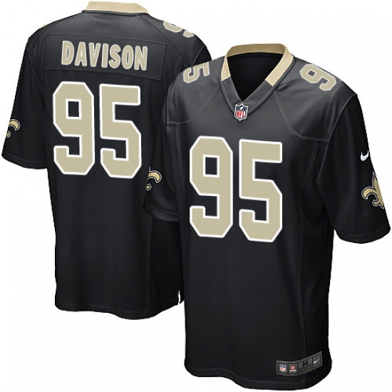 Men's Nike New Orleans Saints #95 Tyeler Davison Game Black Team Color NFL Jersey - Ujersey