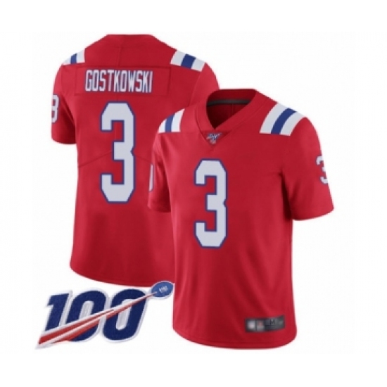 Men's New England Patriots #3 Stephen Gostkowski Red Alternate Vapor Untouchable Limited Player 100th Season Football Jersey - Ujersey