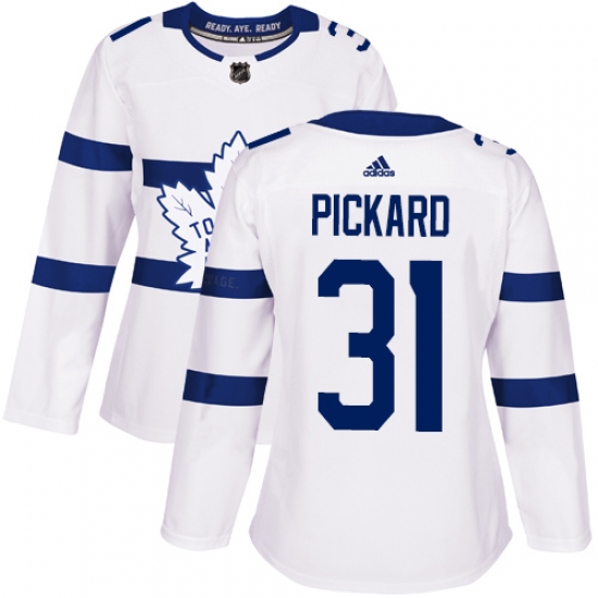 Women's Adidas Toronto Maple Leafs #31 Calvin Pickard Authentic White 2018 Stadium Series NHL Jersey - Ujersey