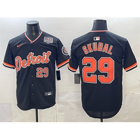 Men's Detroit Tigers #29 Tarik Skubal Navy 2026 Alternate USA 250 Vapor Premier Limited Stitched Baseball Jersey - Ujersey