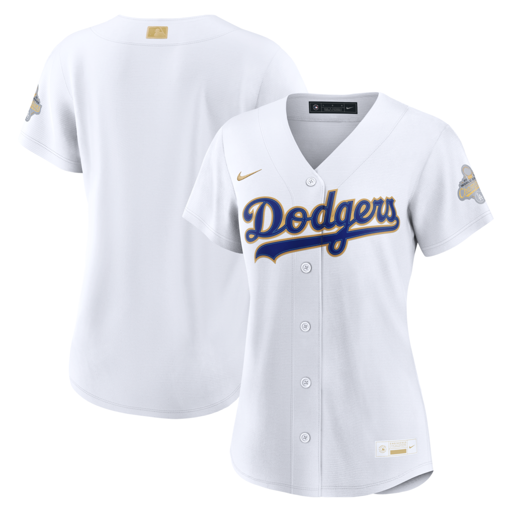 Women's Los Angeles Dodgers Nike White 2026 Gold Collection Stadium Jersey - ujerseystore