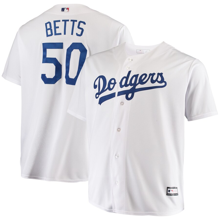Men's Los Angeles Dodgers Mookie Betts White Big & Tall Replica Player Jersey - Ujersey NHL