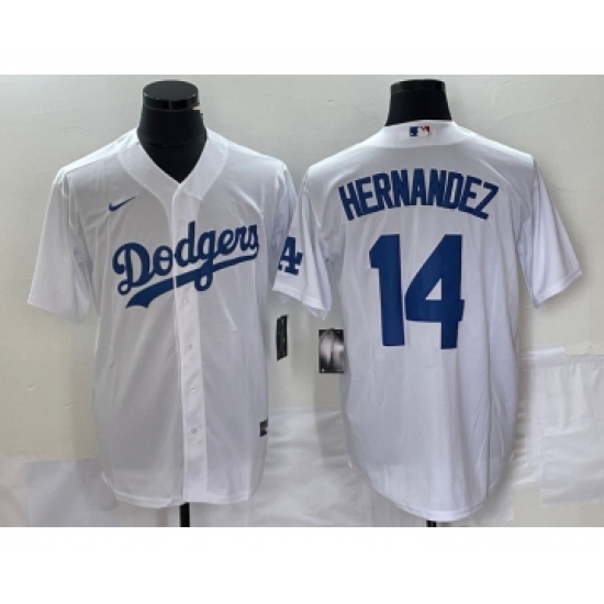 Men's Nike Los Angeles Dodgers #14 Enrique Hernandez White Stitched Cool Base Jersey - Ujersey