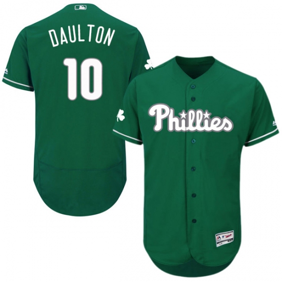 Men's Majestic Philadelphia Phillies #10 Darren Daulton Green Celtic Flexbase Authentic Collection MLB Jersey - Ujersey