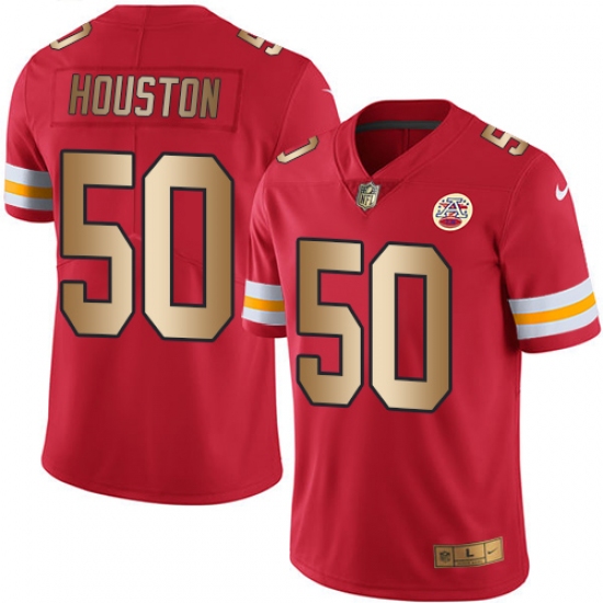 Men's Nike Kansas City Chiefs #50 Justin Houston Limited Red/Gold Rush NFL Jersey - Ujersey