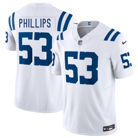 Men's Indianapolis Colts #53 Jacob Phillips White 2025 F.U.S.E. Vapor Limited Football Stitched Jersey - Ujersey