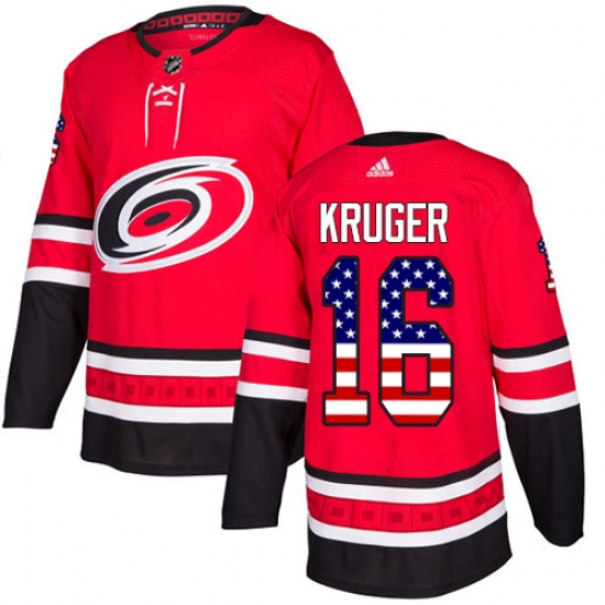Youth Adidas Carolina Hurricanes #16 Marcus Kruger Authentic Red USA Flag Fashion NHL Jersey - Ujersey
