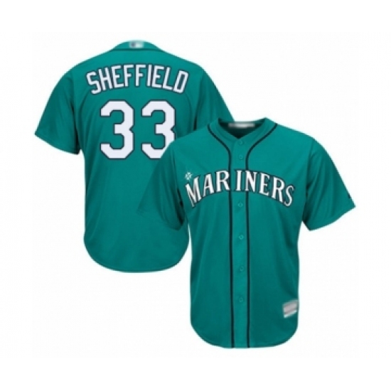 Youth Seattle Mariners #33 Justus Sheffield Authentic Teal Green Alternate Cool Base Baseball Player Jersey - Ujersey