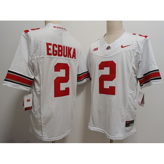 Men's Ohio State Buckeyes #2 Emeka Egbuka White FUSE College Stitched Jersey - Ujersey
