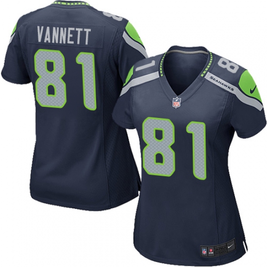 Women's Nike Seattle Seahawks #81 Nick Vannett Game Steel Blue Team Color NFL Jersey - Ujersey