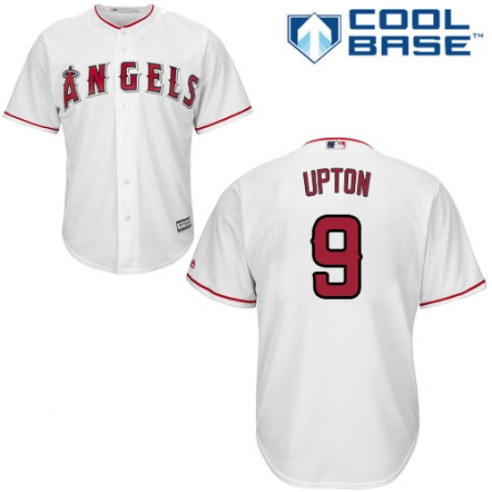 Youth Majestic Los Angeles Angels of Anaheim #9 Justin Upton Authentic White Home Cool Base MLB Jersey - Ujersey