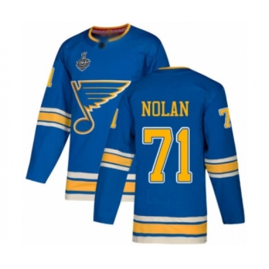 Men's St. Louis Blues #71 Jordan Nolan Authentic Navy Blue Alternate 2019 Stanley Cup Final Bound Hockey Jersey - Ujersey