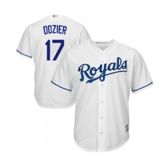 Youth Kansas City Royals #17 Hunter Dozier Replica White Home Cool Base Baseball Jersey - Ujersey