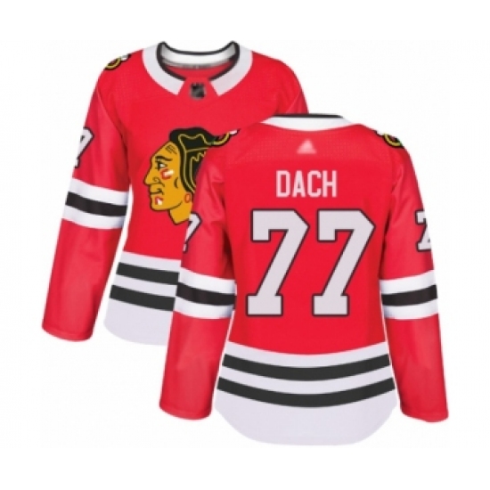 Women's Chicago Blackhawks #77 Kirby Dach Authentic Red Home Hockey Jersey - Ujersey
