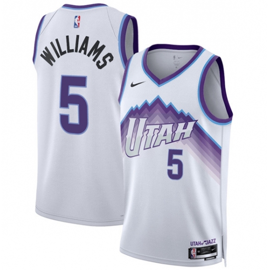 Men's Utah Jazz #5 Cody Williams White 2025 Association Edition Stitched Basketball Jersey - Ujersey