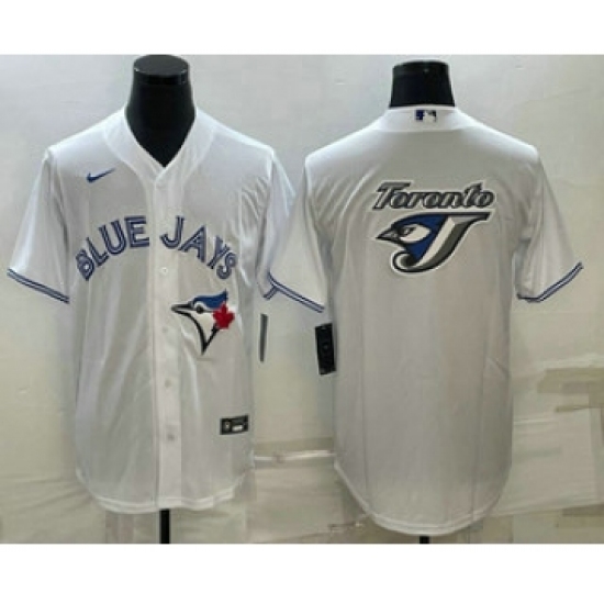 Men's Toronto Blue Jays Big Logo White Stitched MLB Cool Base Nike Jersey - Ujersey