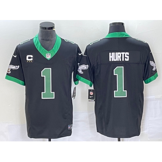 Men's Nike Philadelphia Eagles #1 Jalen Hurts Black 2023 F.U.S.E. Vapor Untouchable C Stitched Football Jersey - Ujersey