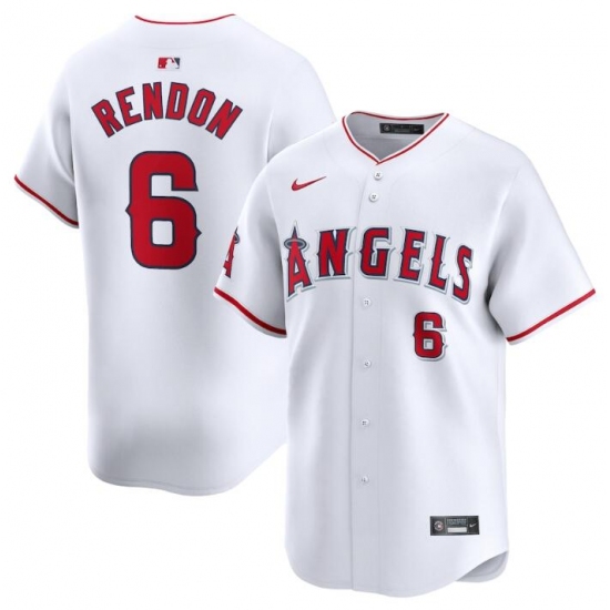 Men's Los Angeles Angels #6 Anthony Rendon White Home Limited Stitched Baseball Jersey - Ujersey