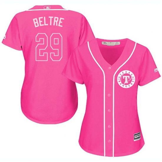 Women's Majestic Texas Rangers #29 Adrian Beltre Authentic Pink Fashion Cool Base MLB Jersey - Ujersey