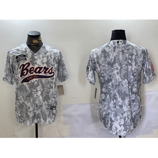 Men's Chicago Bears Blank Arctic Camo 2024 Salute to Service Stitched Baseball Jersey - Ujersey