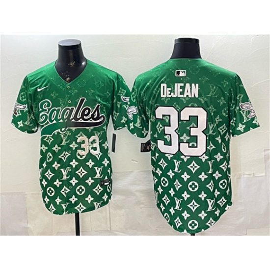 Men's Philadelphia Eagles #33 Cooper DeJean Green With Limited Stitched Baseball Jersey - Ujersey